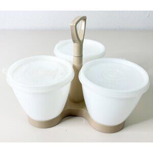 Vintage Tupperware 757-2 Condiment Caddy Server 3 Lids EUC